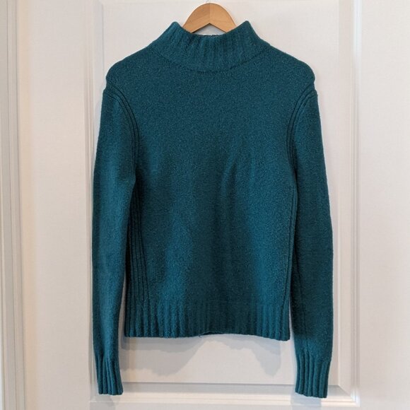 J. Crew Sweater Women's Small Emerald Green Mock Neck Supersoft Yarn Wool #J6366 - Picture 6 of 16